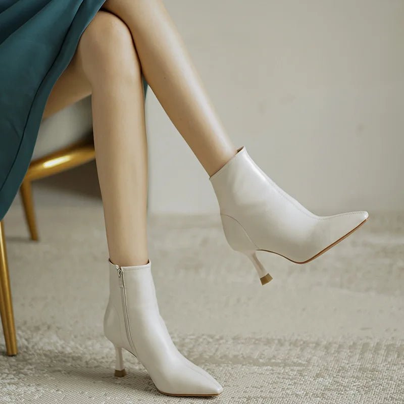 Women's Faux Leather Pointed-Toe Ankle Boots