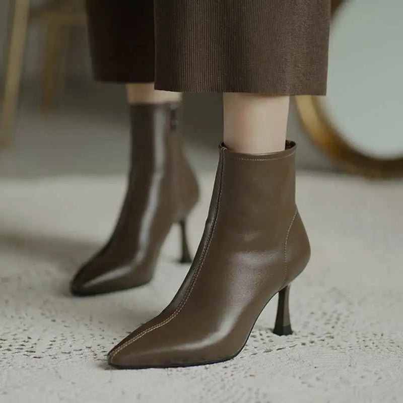 Women's Faux Leather Pointed-Toe Ankle Boots