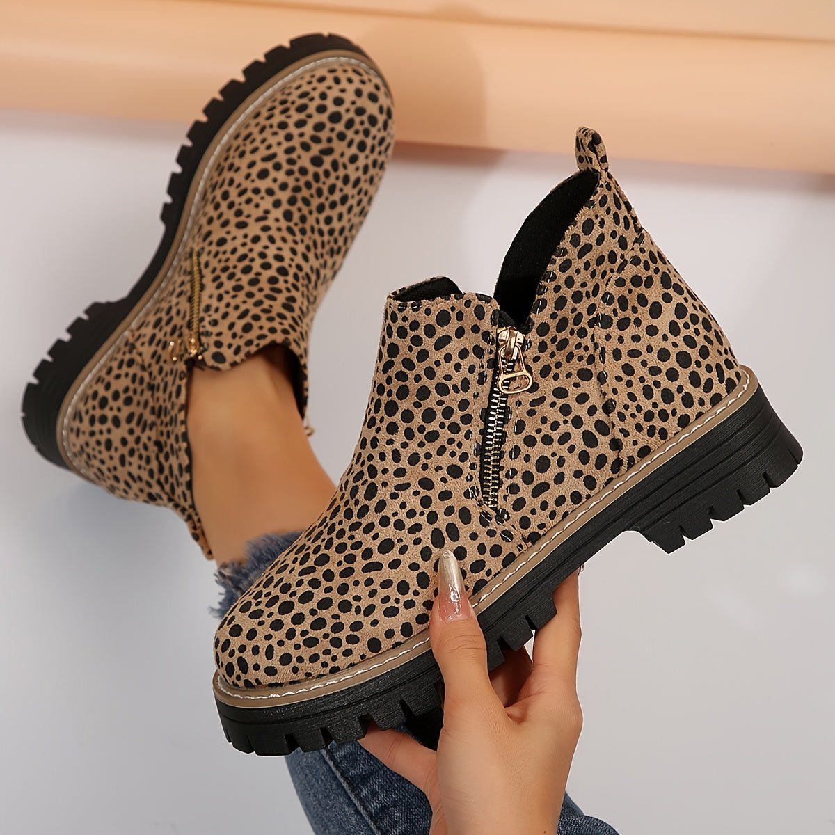 Women's Leopard Platform Ankle Boots