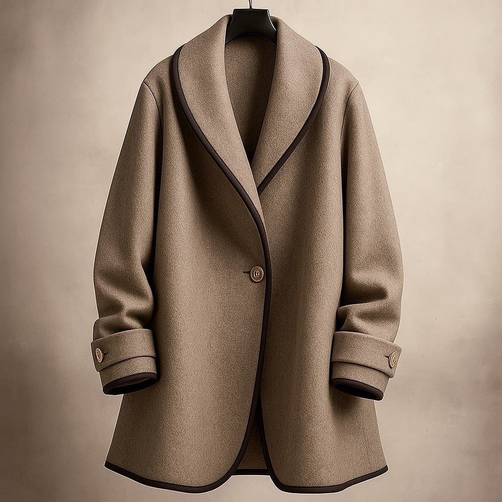 Women's Wool Shawl-Collar Coat - Camel