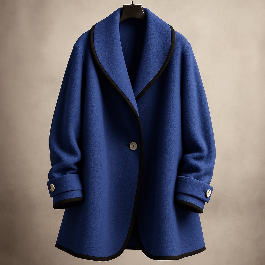 Women's Wool Shawl-Collar Coat - Blue
