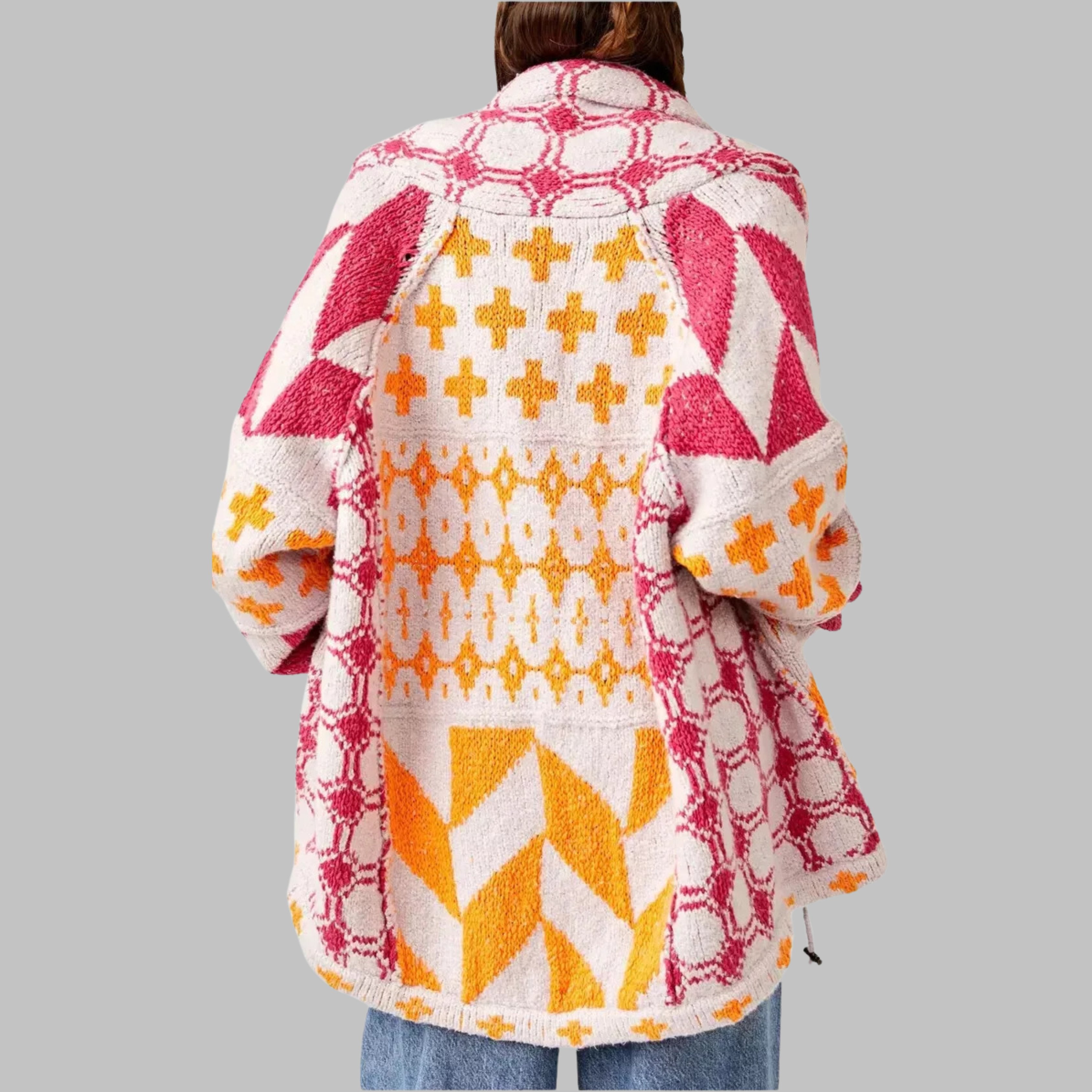 Women's Oversized Knit Jacket - Pink