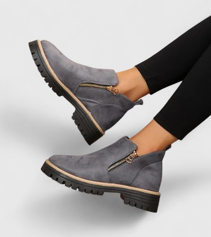 Women's Suede Ankle Boots - Gray