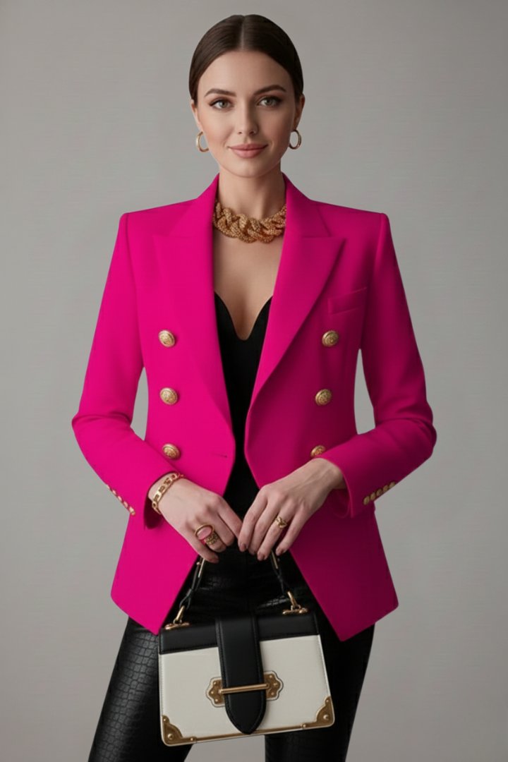 Women's Work Wool Blazer - Pink