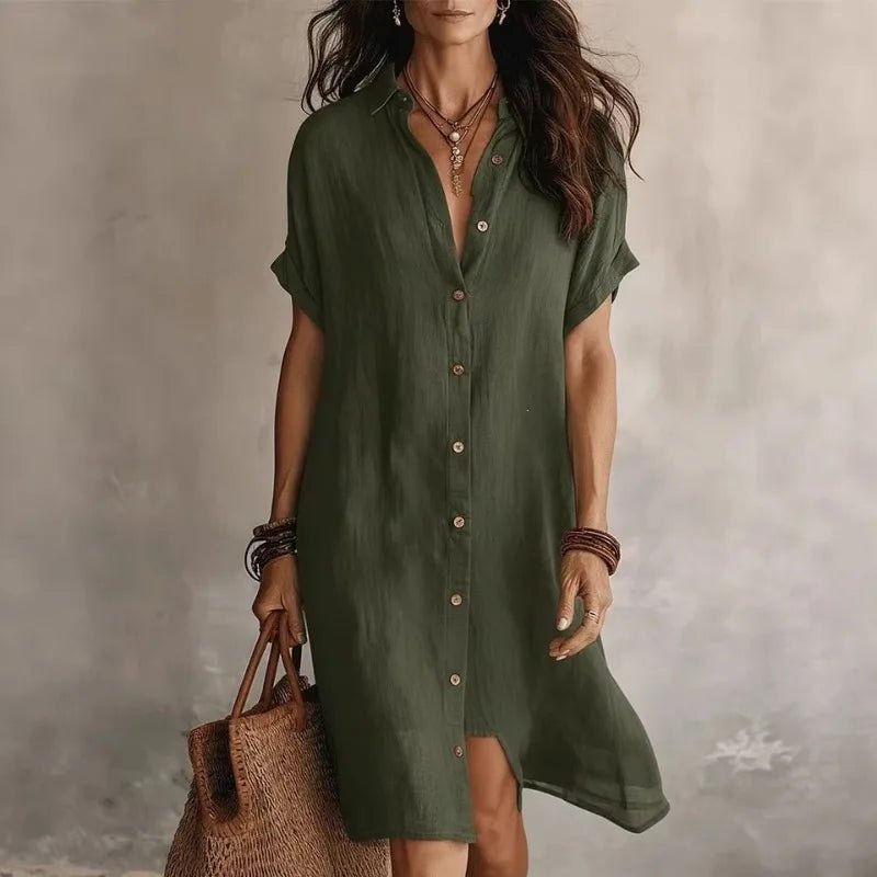 Women's Black Oversized Shirt Dress - Army green