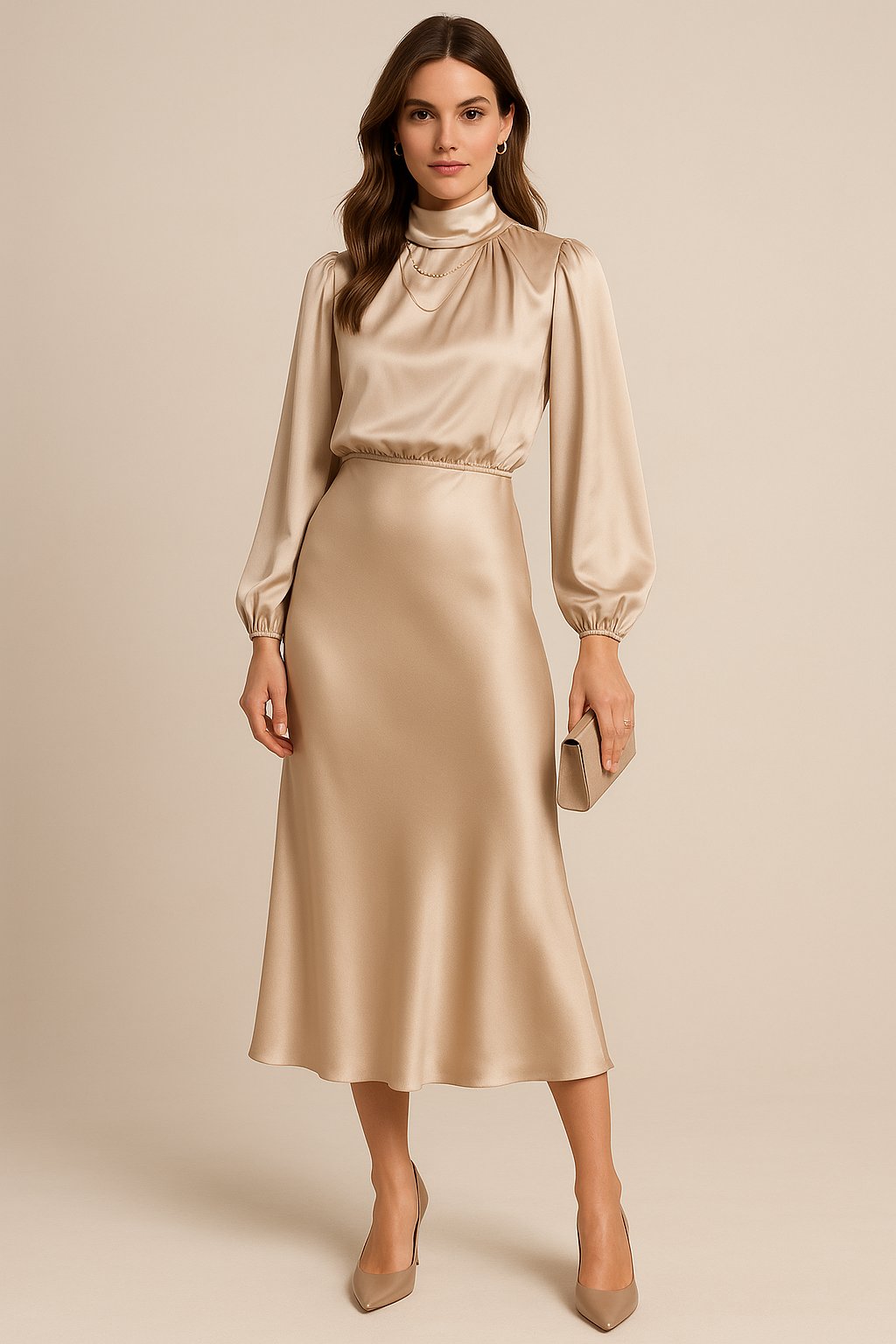 Women's Cocktail Satin Midi Party Dress