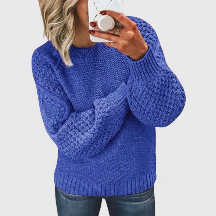 Women's Chunky Cable Knit Jumper - Blue