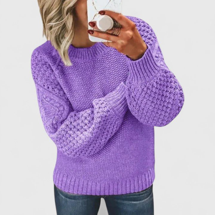Women's Chunky Cable Knit Jumper - Violet