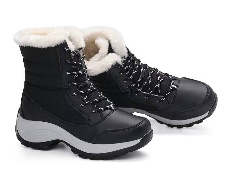 Women's Faux Leather Waterproof Platform Snow Ankle Boots