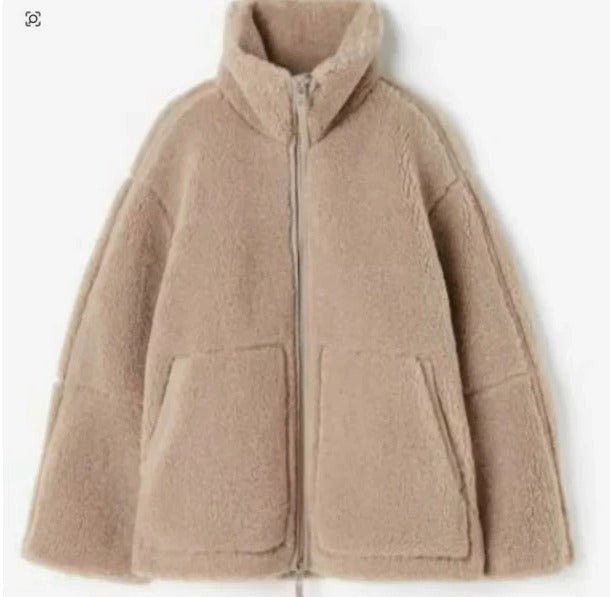 Women's Oversized Sherpa Teddy Jacket - Brown