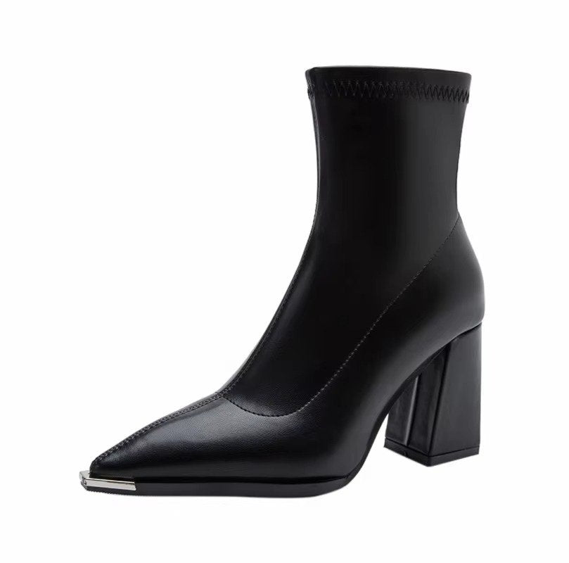 Women's Pointed-Toe Faux Leather Ankle Boots