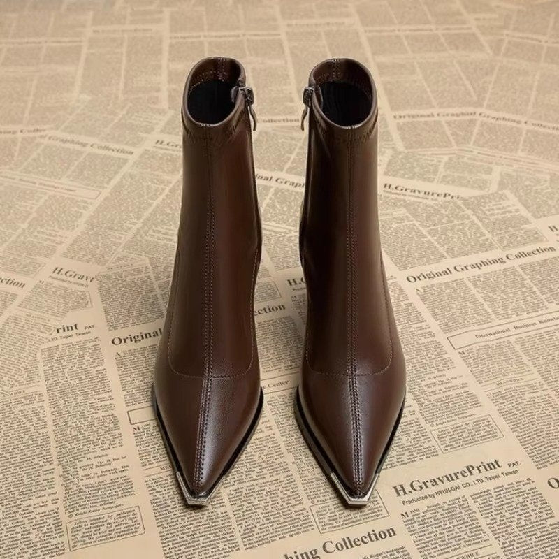 Women's Pointed-Toe Faux Leather Ankle Boots