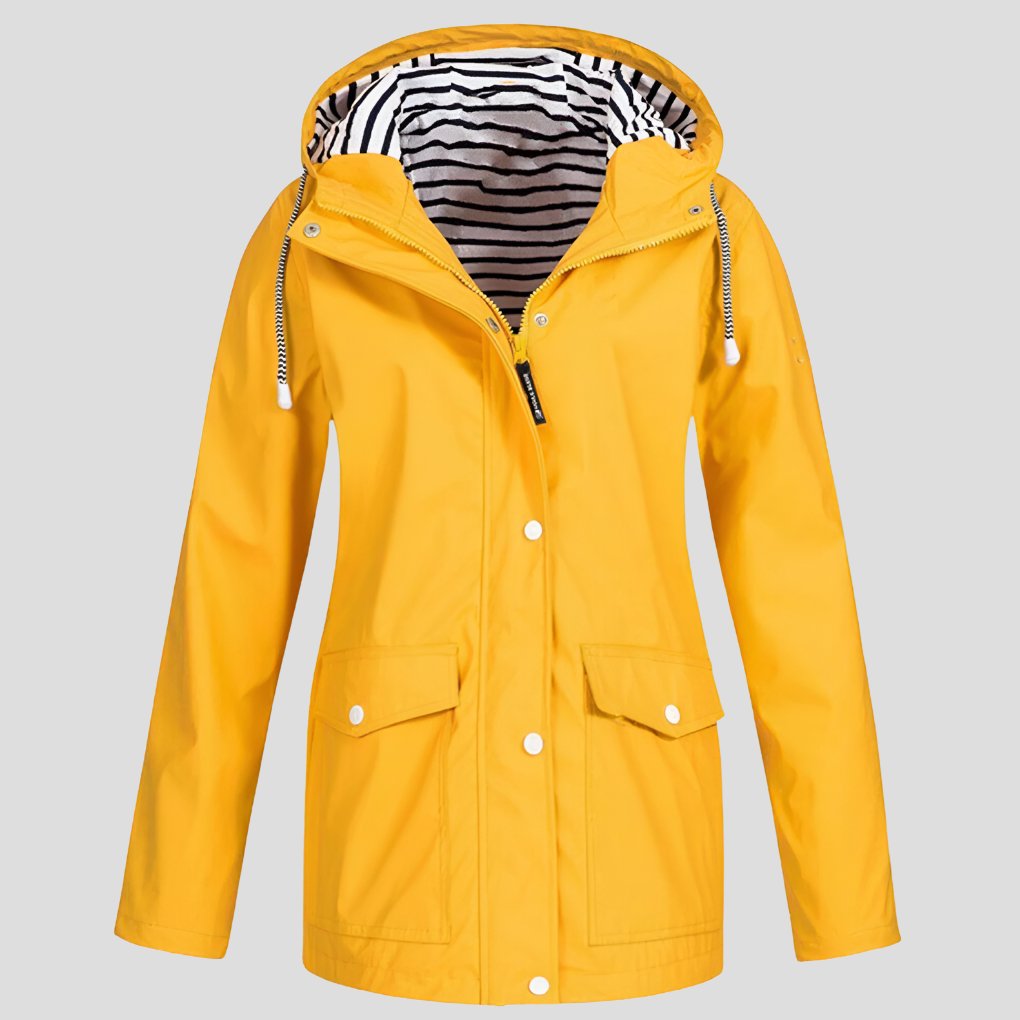 Women's Rain Waterproof Hooded Jacket - Yellow