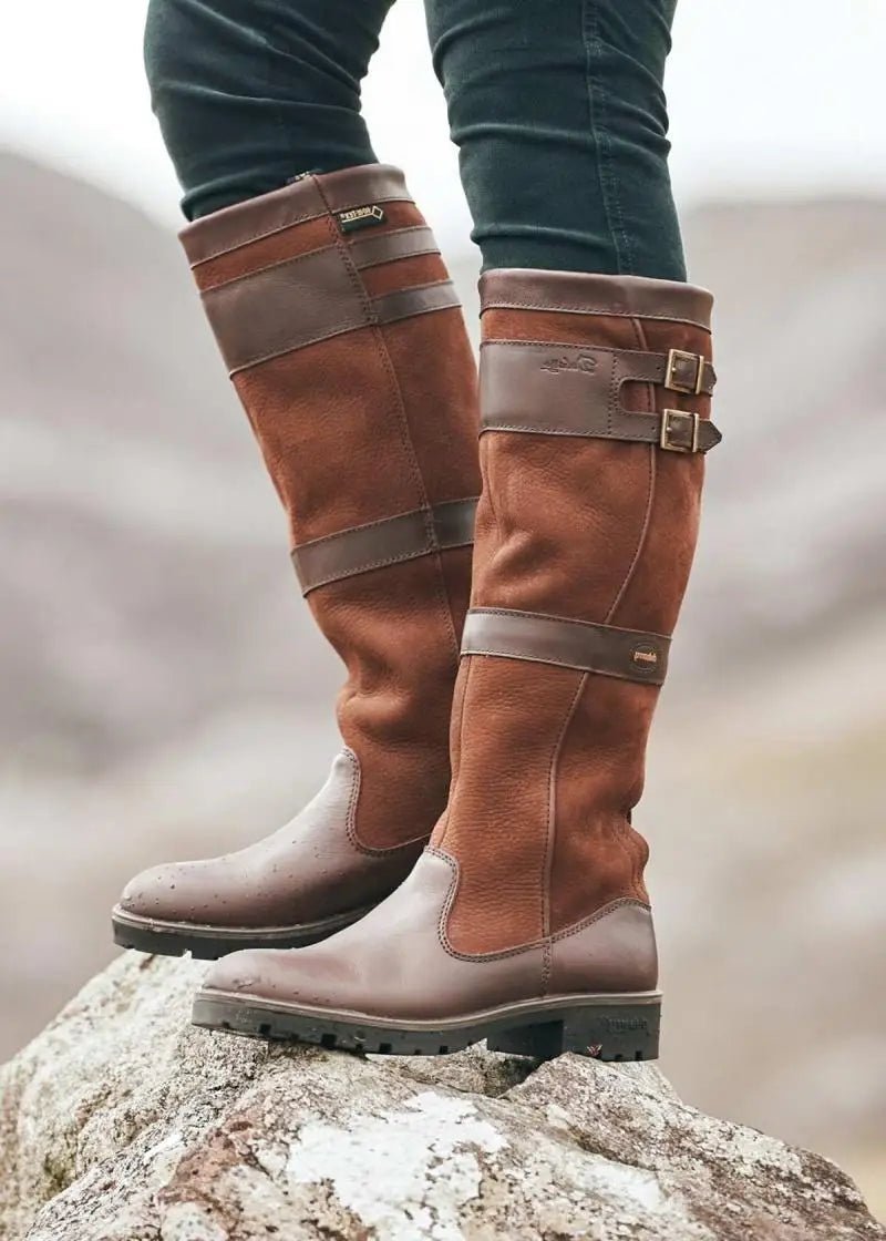 Women's Leather Waterproof Knee-High Boots - Brown