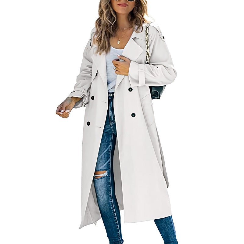 Women's Oversized Belted Longline Trench Coat - White