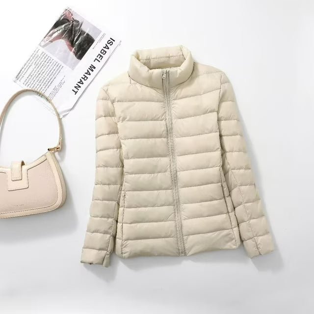 Women's Lightweight Down Waterproof Puffer Jacket - Beige
