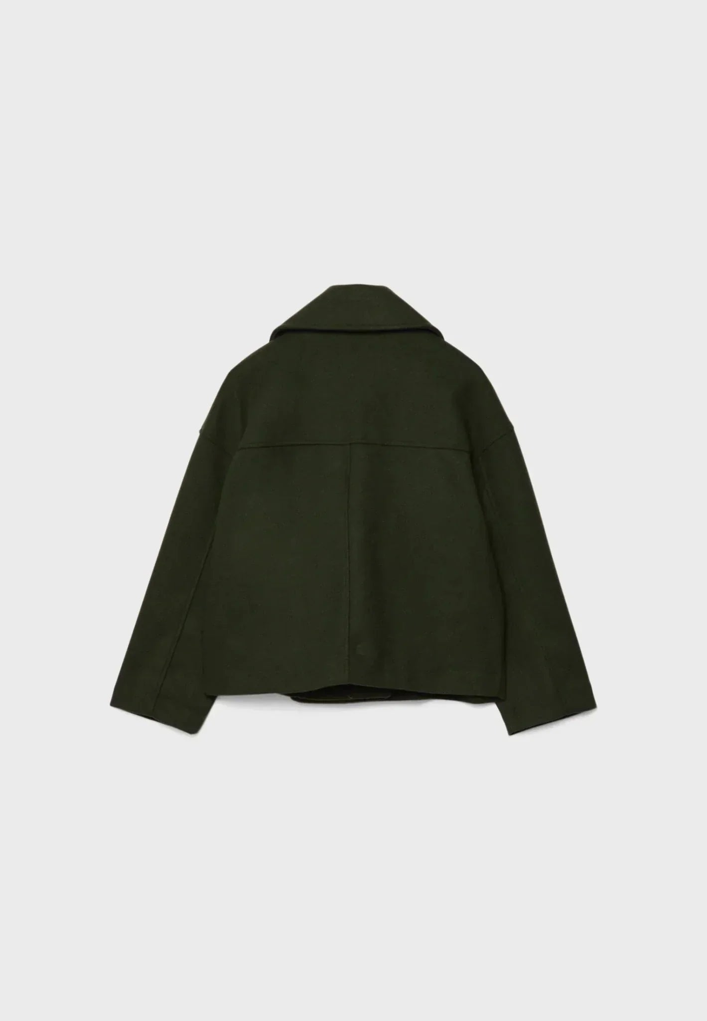 Women's Oversized Cropped Wool Peacoat - Green