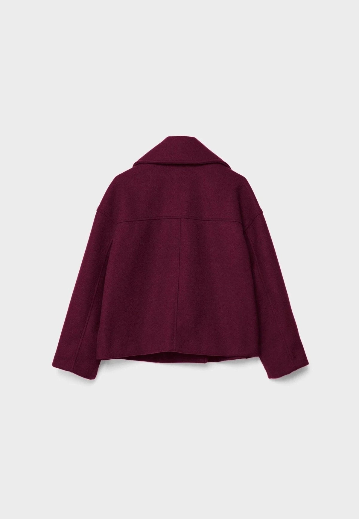 Women's Oversized Cropped Wool Peacoat - Red