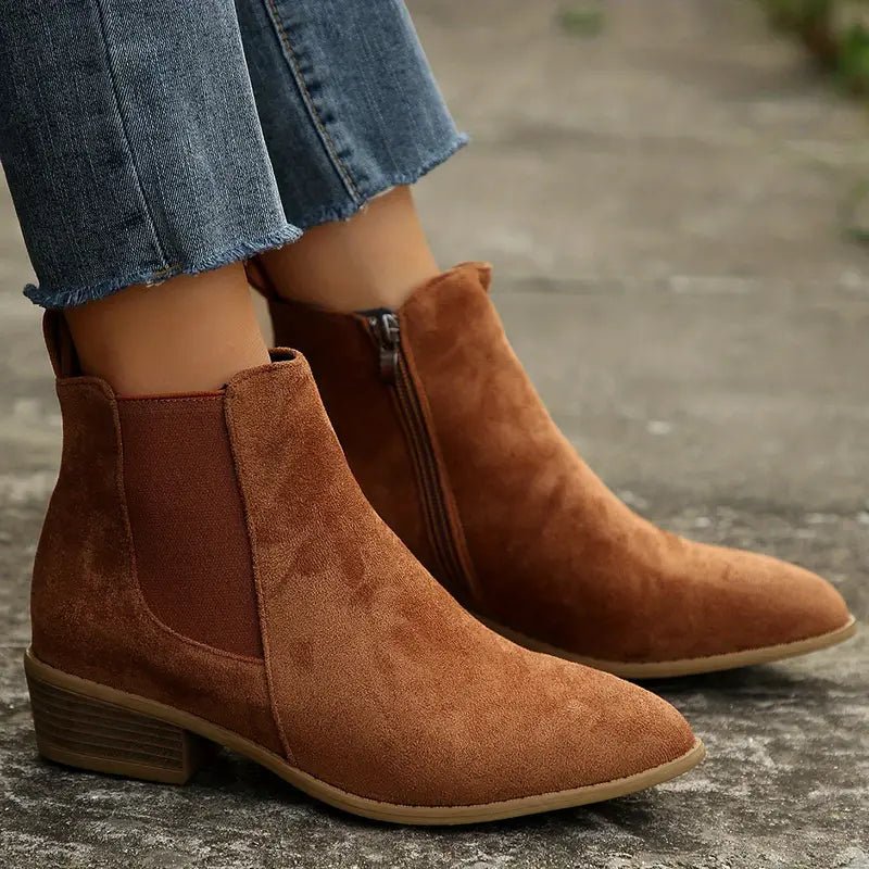 Women's Faux Suede Chelsea Ankle Boots - Brown