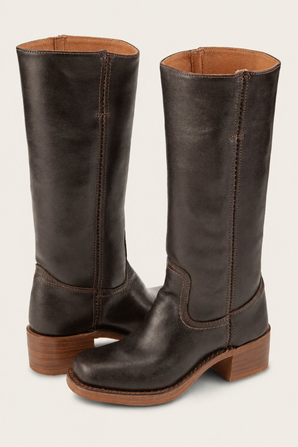 Women's Leather Knee-High Boots - Brown