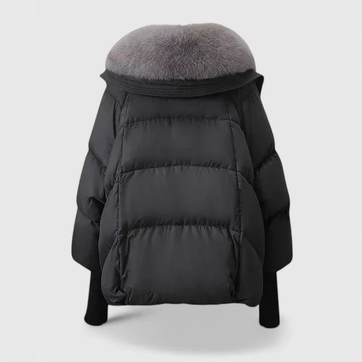 Women's Oversized Fur-Collar Faux Fur Puffer Jacket