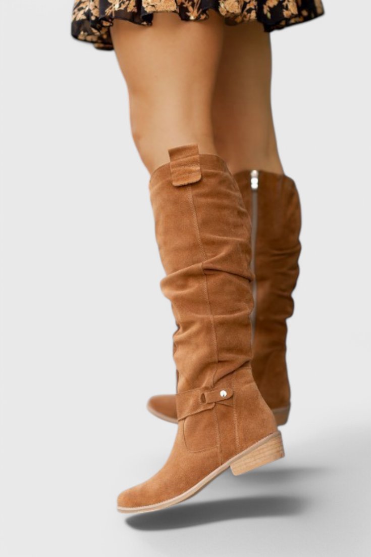 Women's Suede Over-the-Knee Boots - Brown
