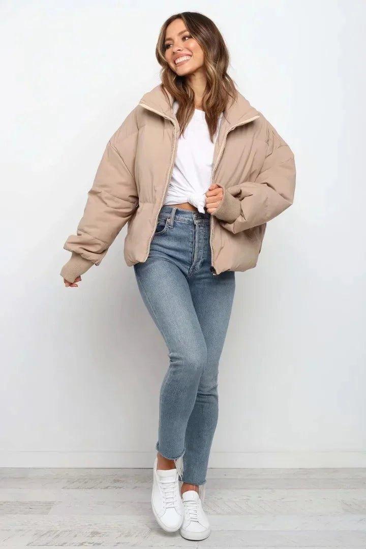 Women's Oversized Cropped Nylon Puffer Jacket