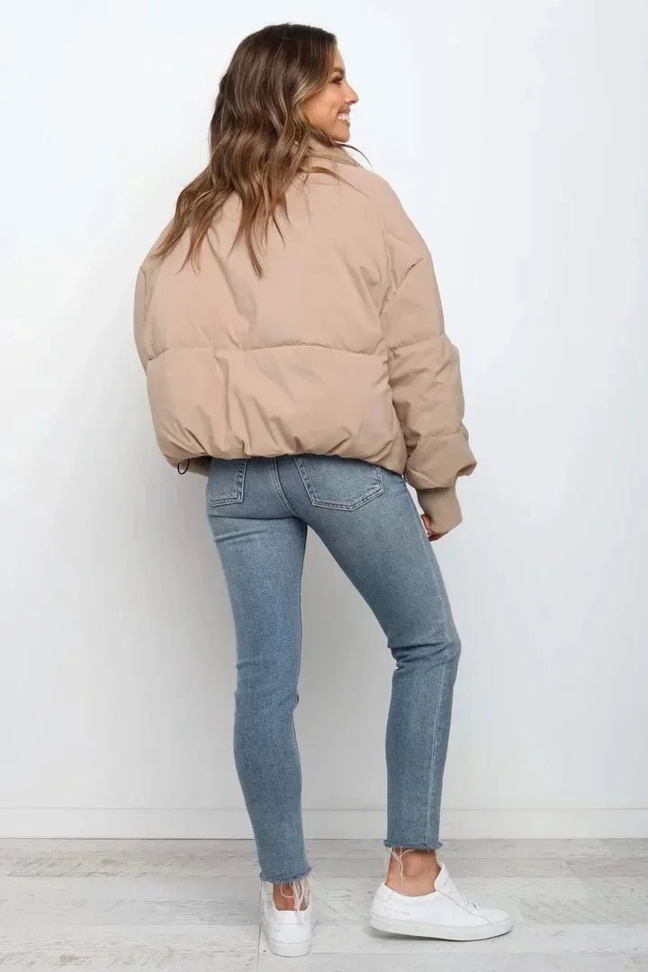 Women's Oversized Cropped Nylon Puffer Jacket