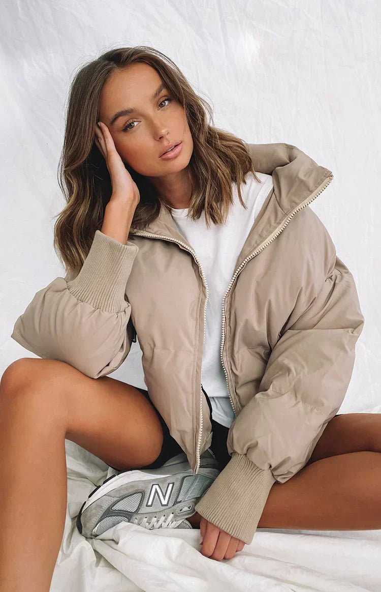 Women's Oversized Cropped Nylon Puffer Jacket