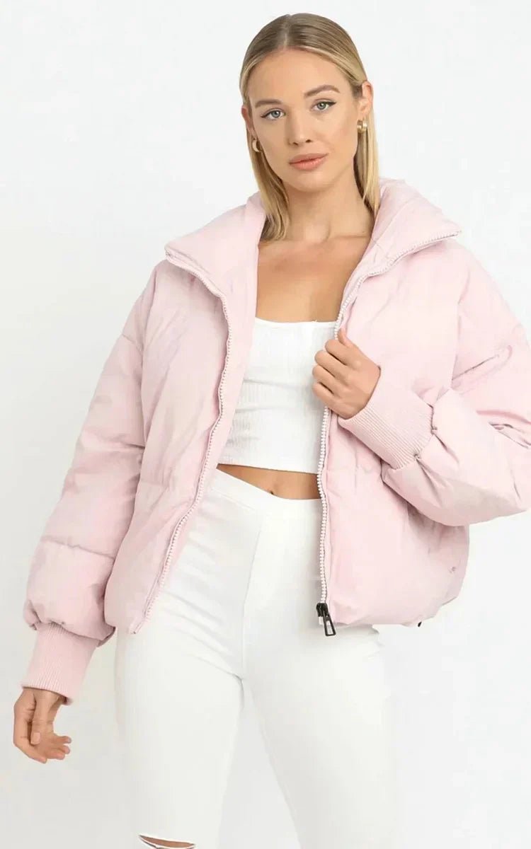 Women's Oversized Cropped Nylon Puffer Jacket