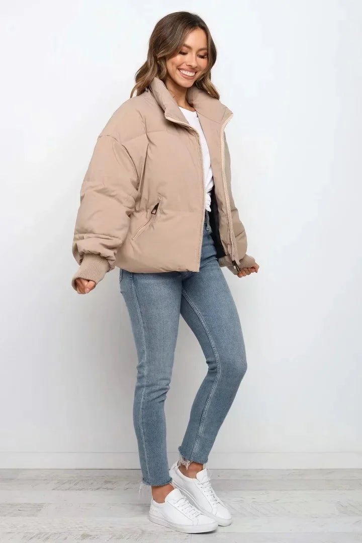 Women's Oversized Cropped Nylon Puffer Jacket