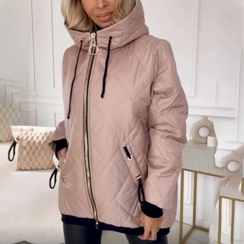Women's Oversized Hooded Puffer Jacket - Pink