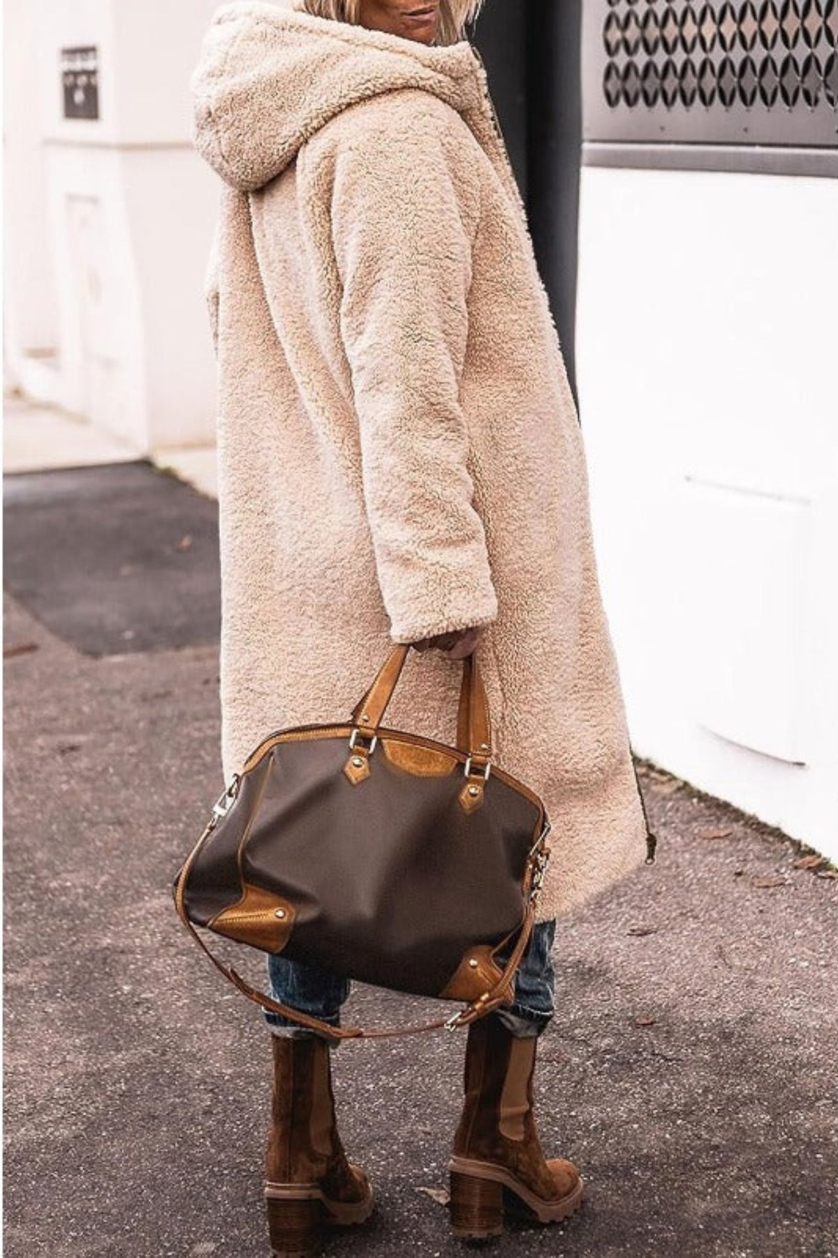 Women's Oversized Longline Teddy Puffer Coat