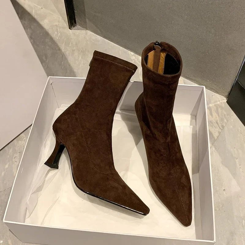 Women's Suede Pointed-Toe Ankle Boots