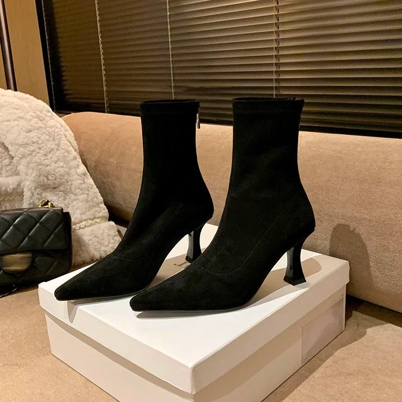 Women's Suede Pointed-Toe Ankle Boots