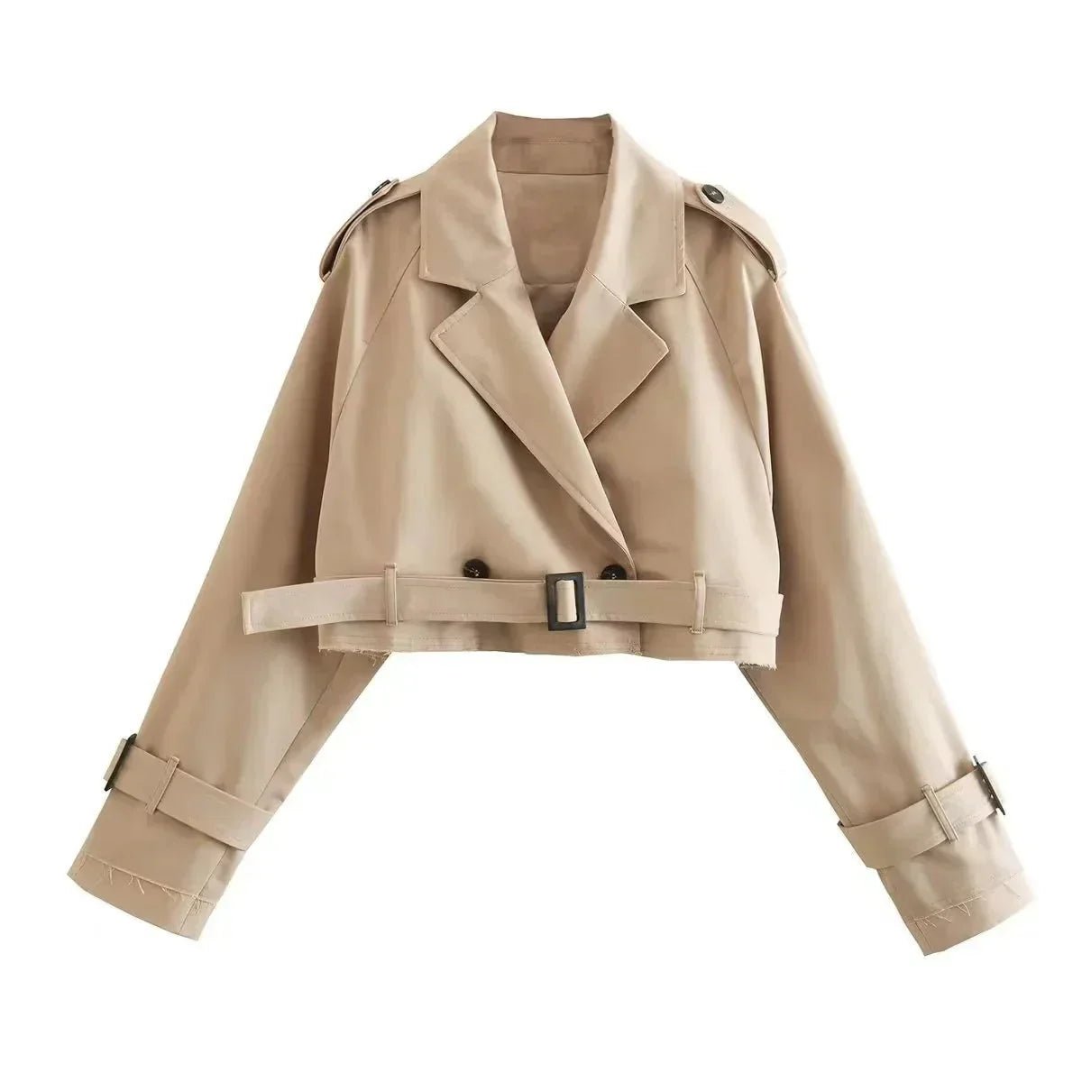 Women's Cropped Trench Jacket - Beige