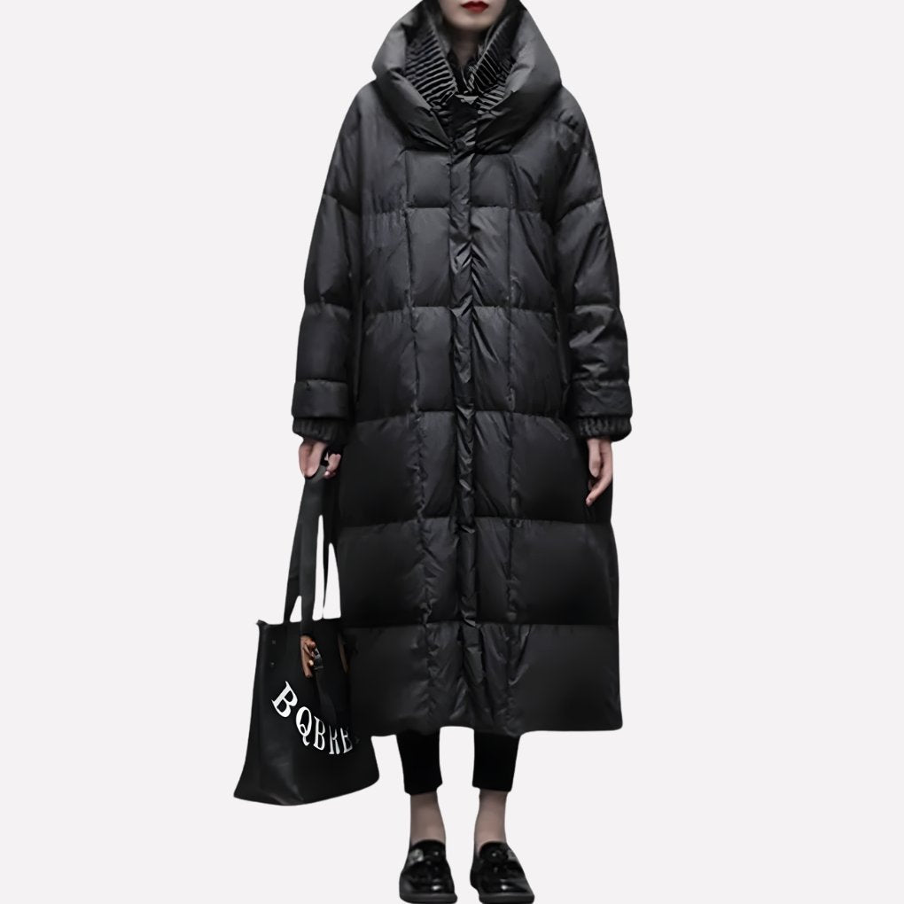 Women's Oversized Maxi Hooded Puffer Coat - Black