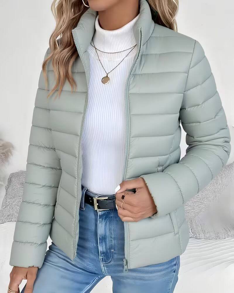 Women's Slim Quilted Puffer Jacket - Green